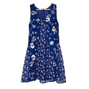 Jason Wu Gored Chiffon Panel Dress Sleeveless Blue Floral M